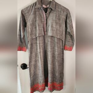 NWT- Khaadi Girl's Orange And Pink Embroided Dress